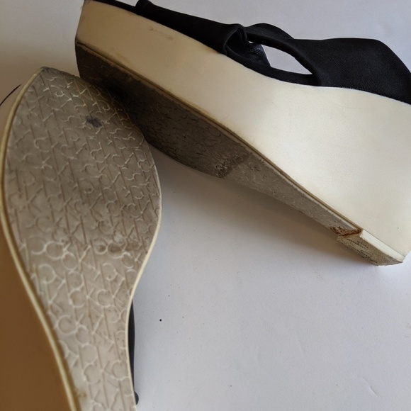 Calvin Klein platform cross strap wedges black sandals y2k 90s - Picture 3 of 6